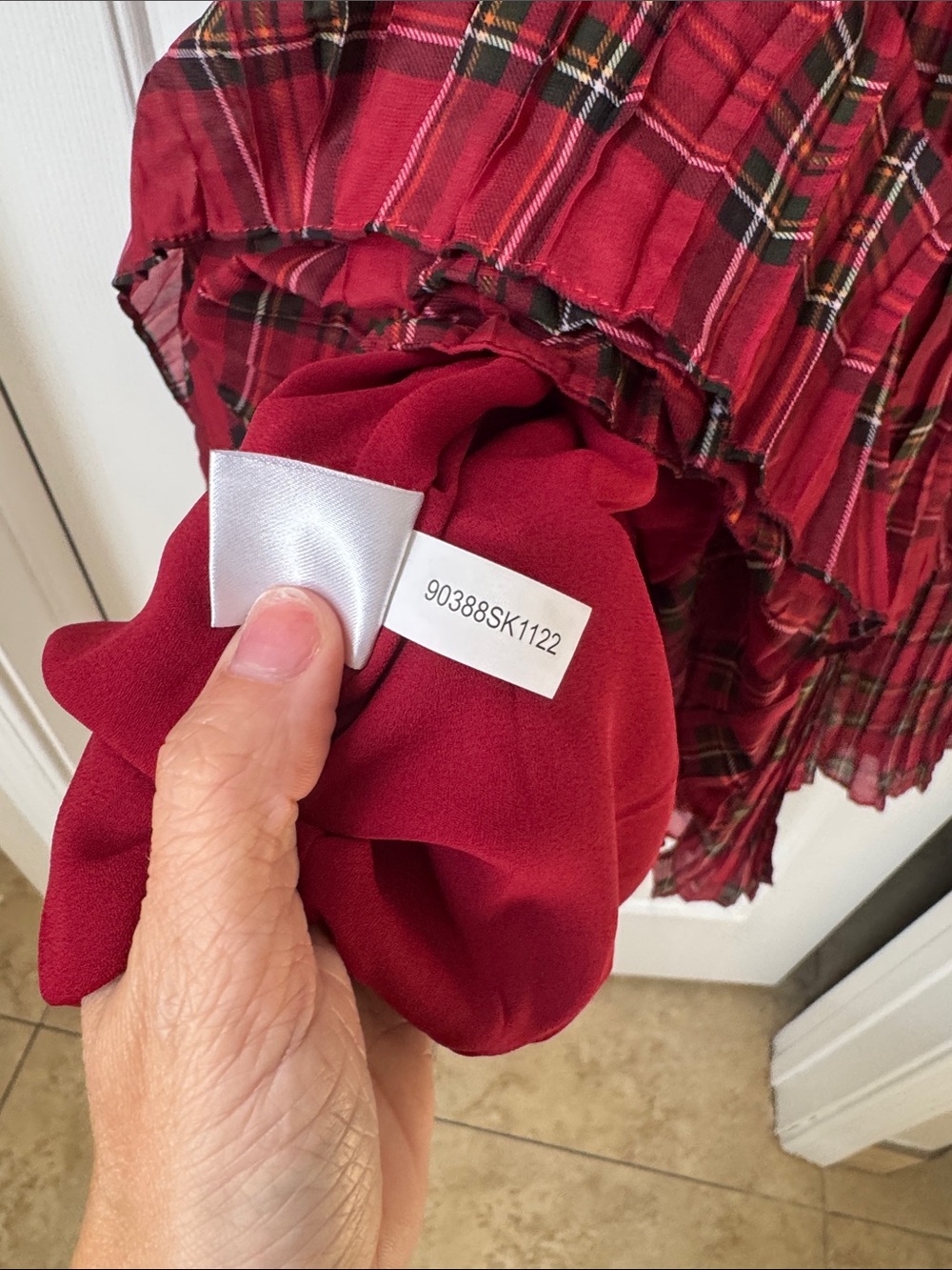 ANTONIO MELANI Red Plaid Tiered Maxi Skirt - Picture 6 of 6